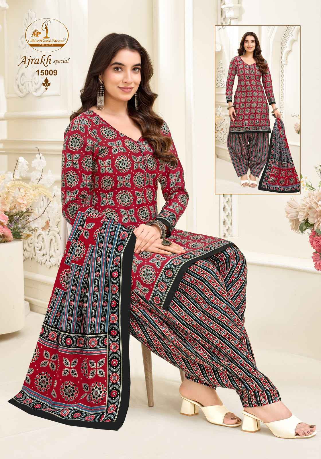 Miss World Choice Ajrakh Special Vol 15 Readymade Cotton Dress 10 pcs Catalogue