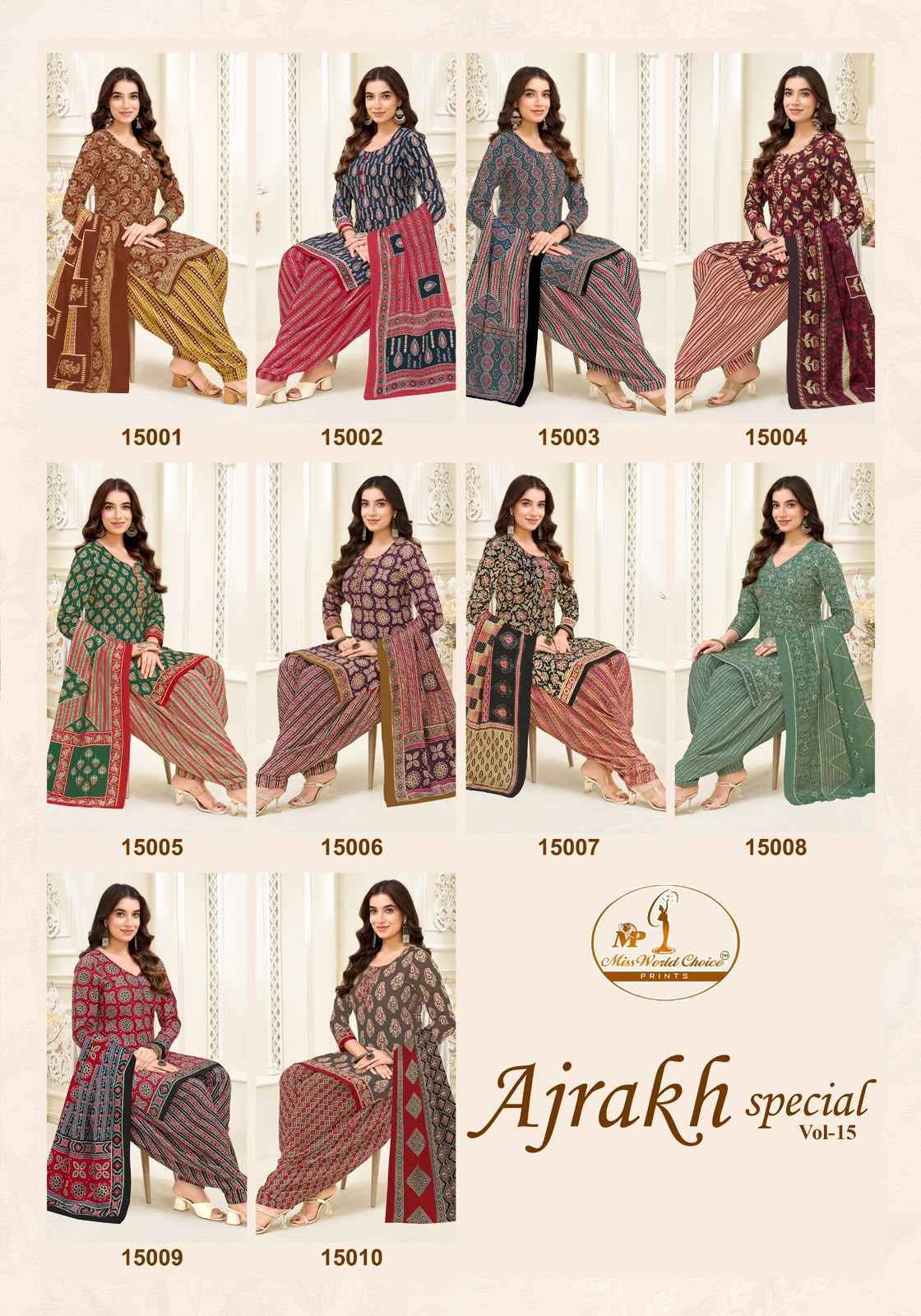 Miss World Choice Ajrakh Special Vol 15 Readymade Cotton Dress 10 pcs Catalogue