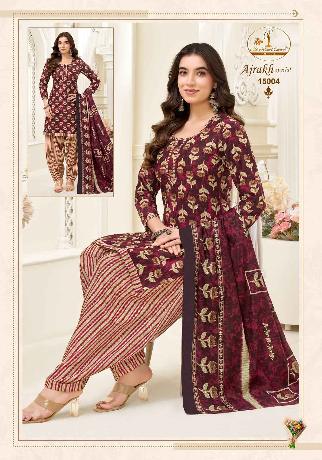 Miss World Choice Ajrakh Special Vol 15 Readymade Cotton Dress 10 pcs Catalogue