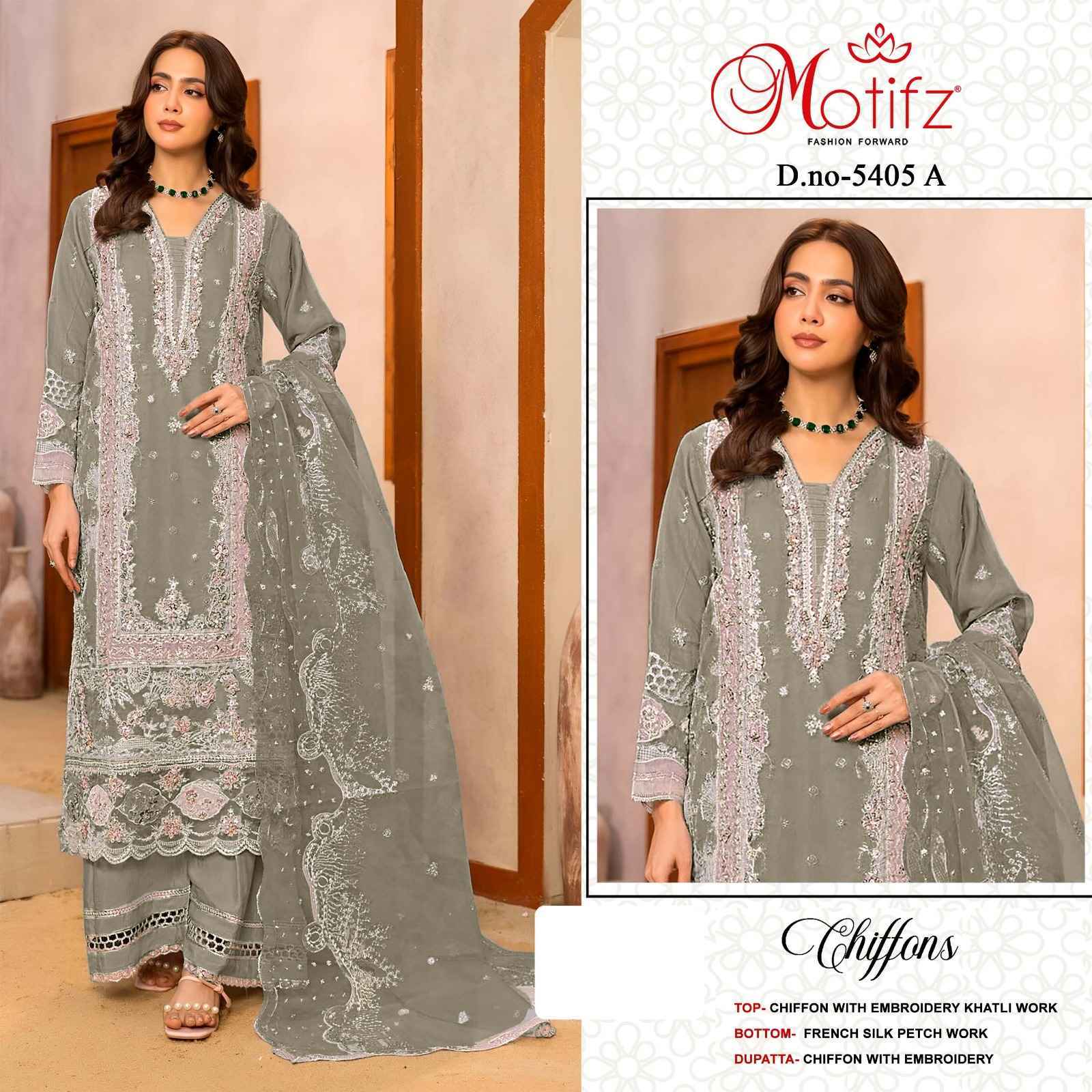 Motifz D No 5405 Siffon Dress Material 4 pcs Catalogue