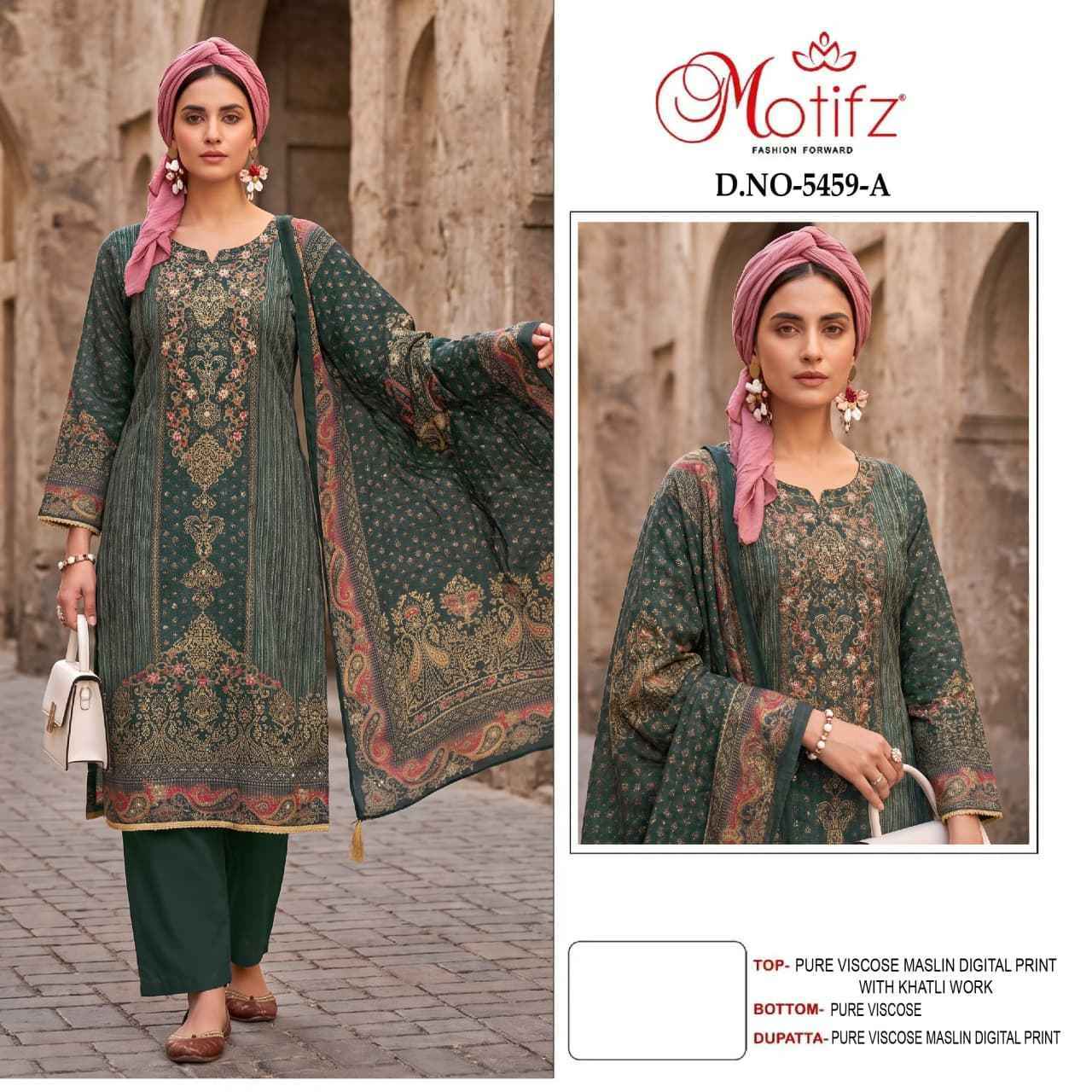 Motifz D No 5459 Viscos Maslin Dress Material 4 pcs Catalogue