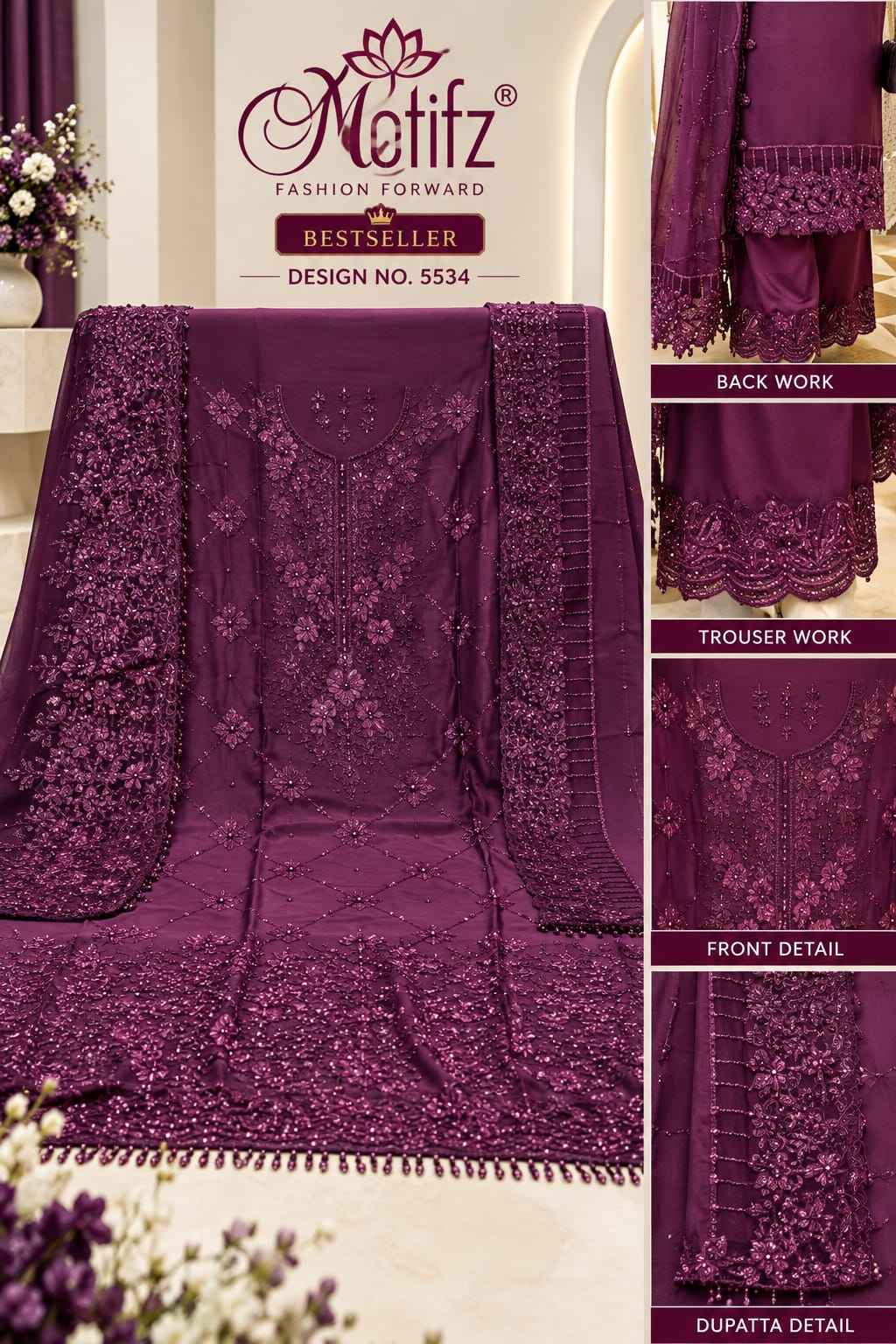 Motifz D No 5534 Siffon Dress Material 4 pcs Catalogue