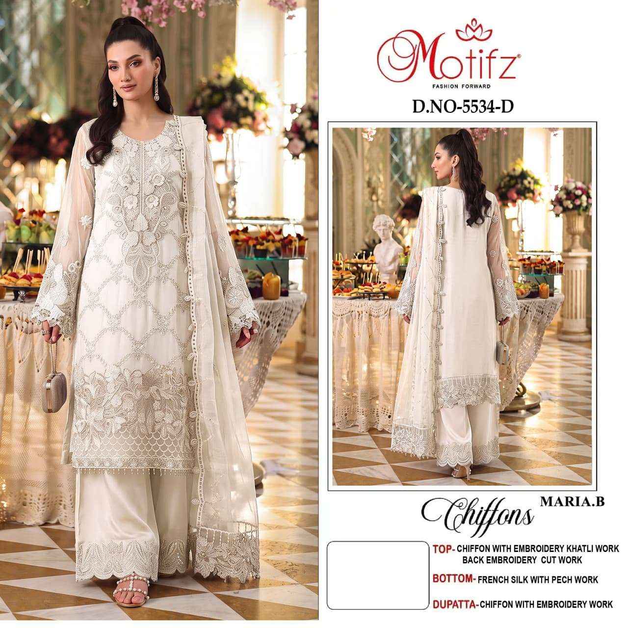 Motifz D No 5534 Siffon Dress Material 4 pcs Catalogue