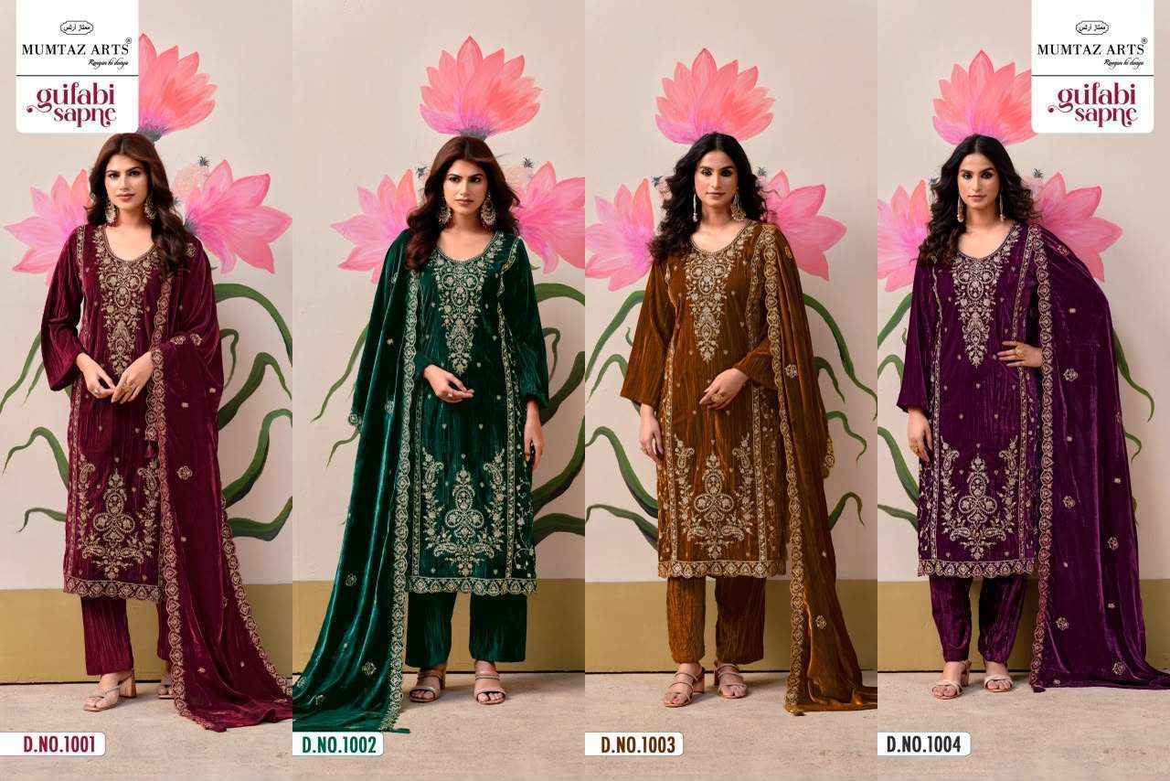 Mumtaz Arts Gulabi Sapne Velvet Dress Material 4 pcs Catalogue