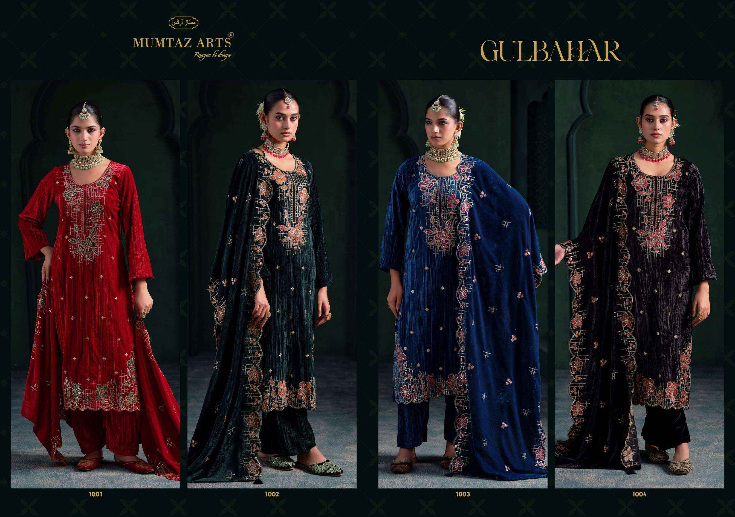 Mumtaz Arts Gulbahar Velvet Dress Material 4 pcs Catalogue