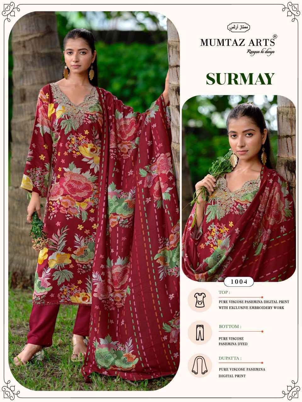 Mumtaz Arts Surmay Viscose Pashmina Dress Material 4 pcs Catalogue