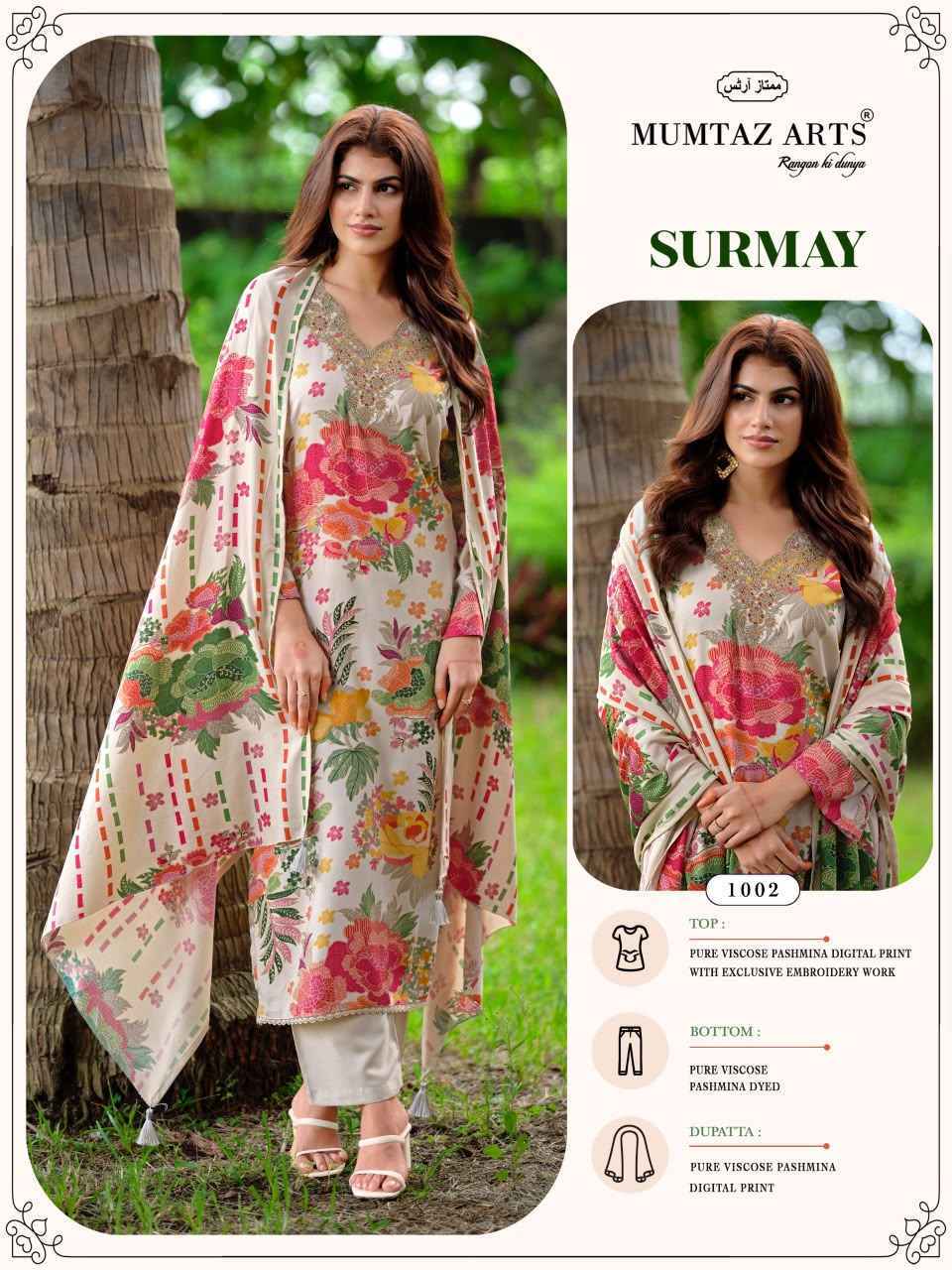 Mumtaz Arts Surmay Viscose Pashmina Dress Material 4 pcs Catalogue