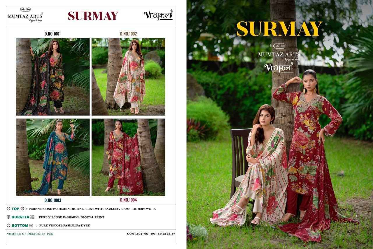 Mumtaz Arts Surmay Viscose Pashmina Dress Material 4 pcs Catalogue