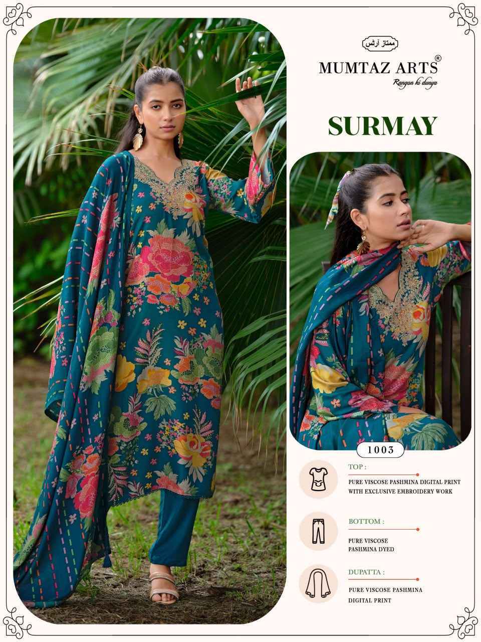 Mumtaz Arts Surmay Viscose Pashmina Dress Material 4 pcs Catalogue