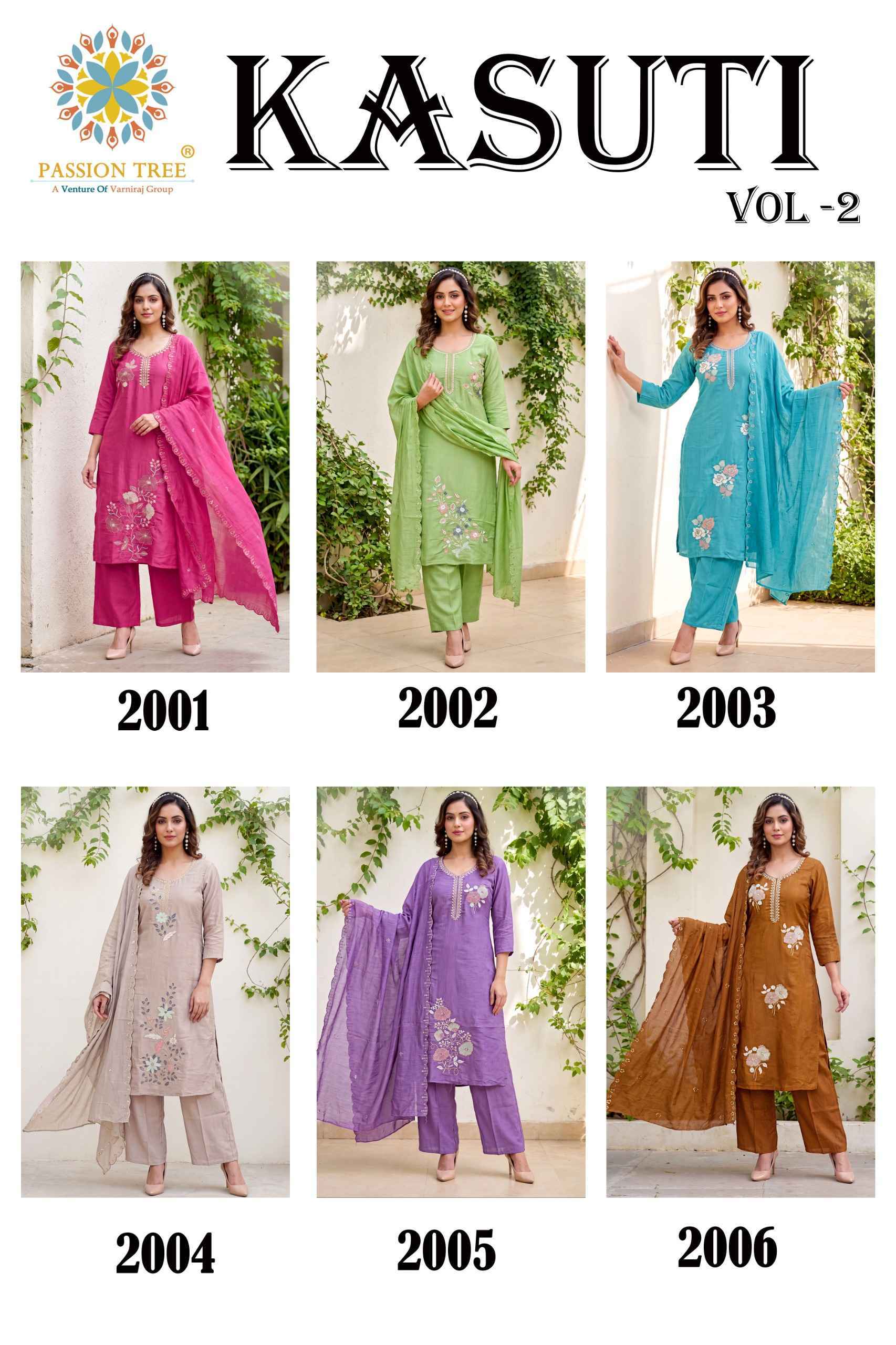 Passion Tree Kasuti Vol 2 Mal Chanderi Kurti Combo 8 pcs Catalogue