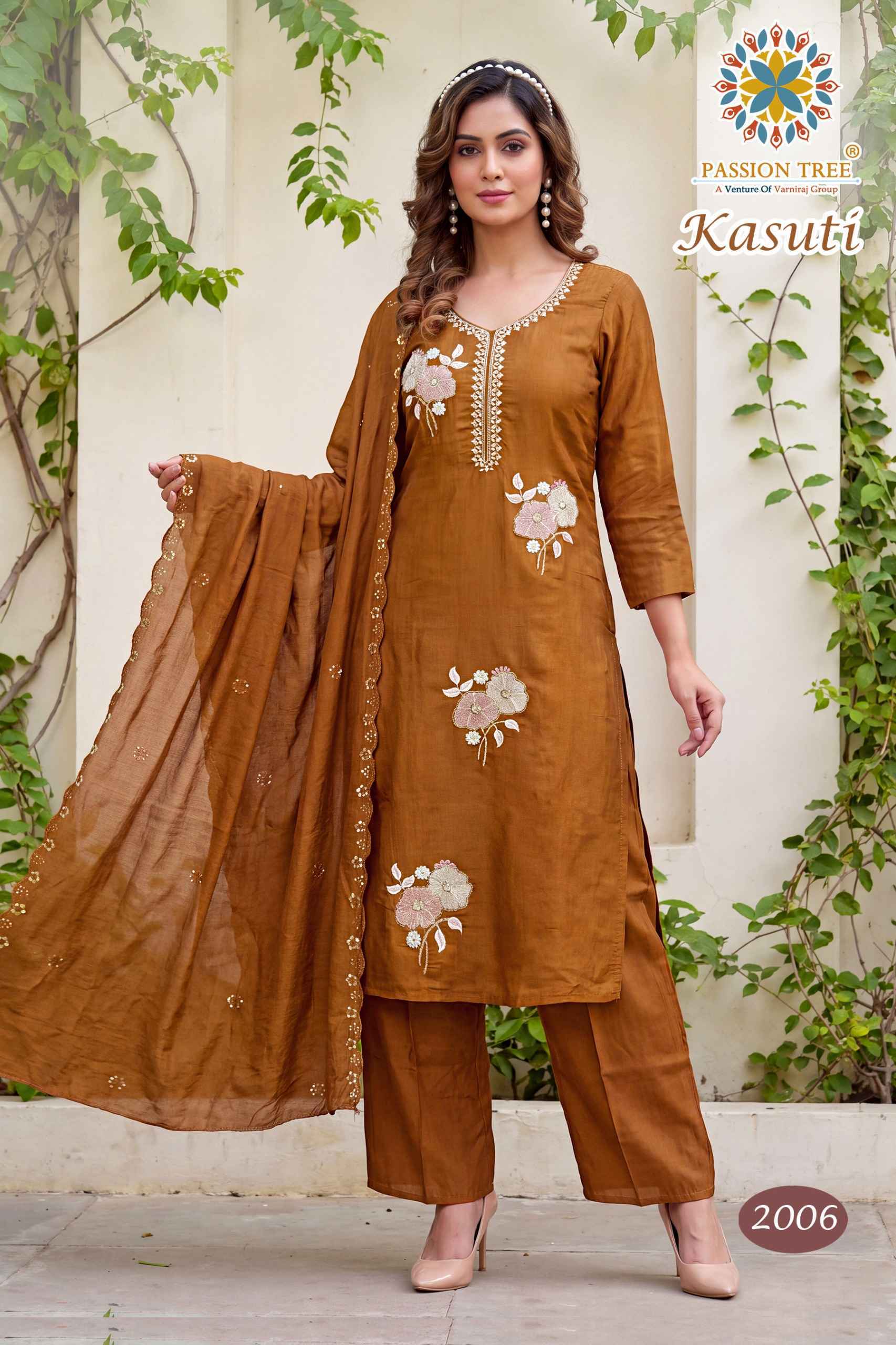 Passion Tree Kasuti Vol 2 Mal Chanderi Kurti Combo 8 pcs Catalogue