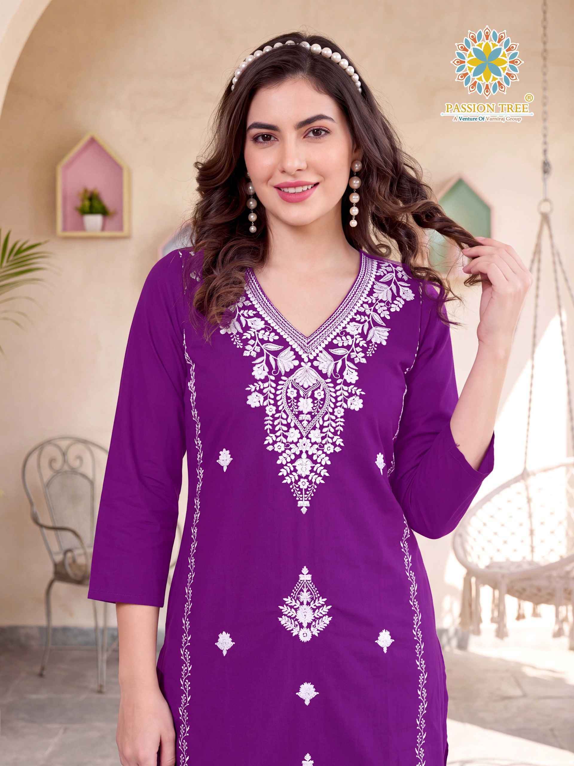 Passion Tree Lucknowi Vol 3 Dhabu Cotton Kurti With Plazzo 6 pcs Catalogue
