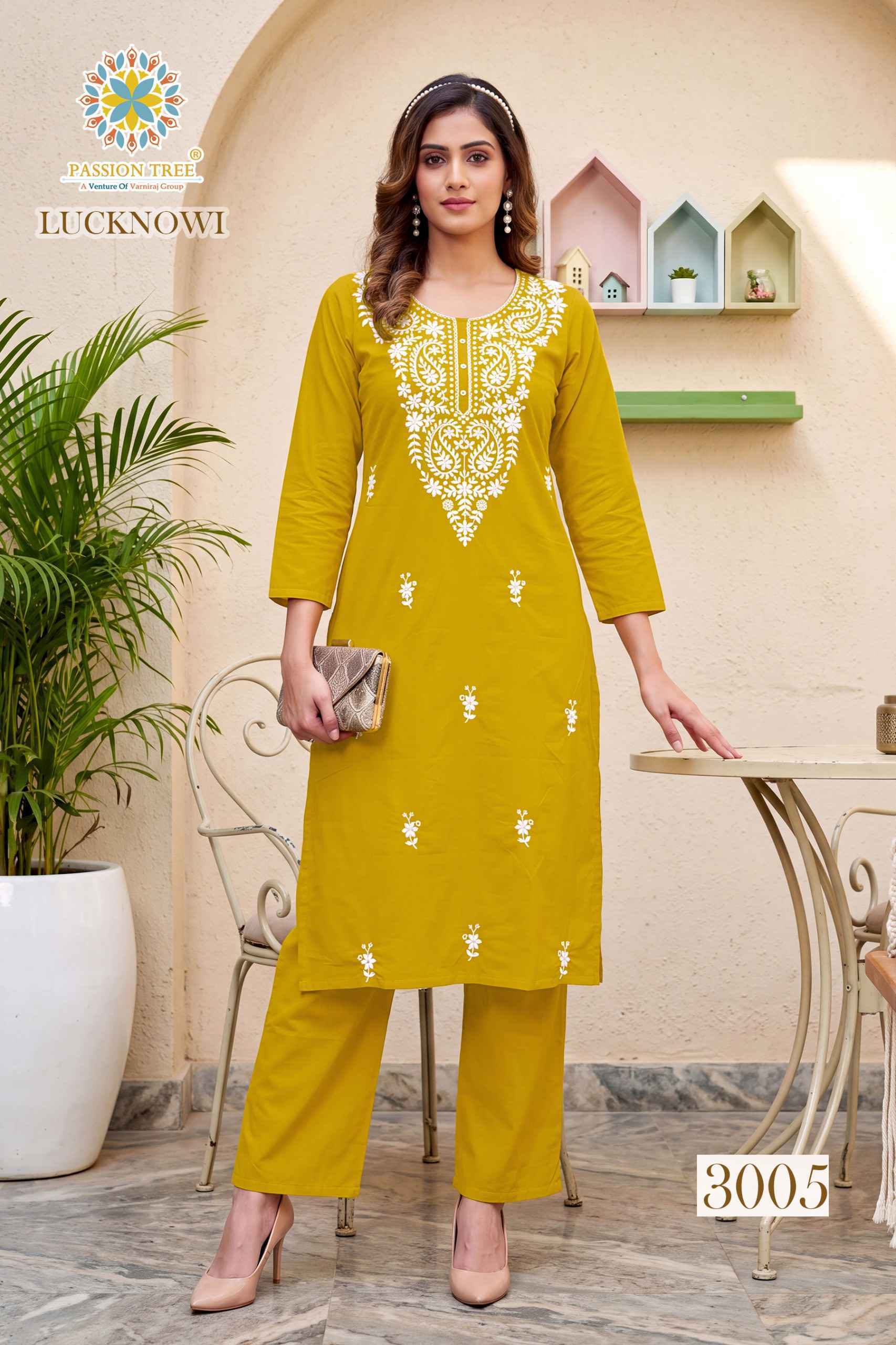Passion Tree Lucknowi Vol 3 Dhabu Cotton Kurti With Plazzo 6 pcs Catalogue