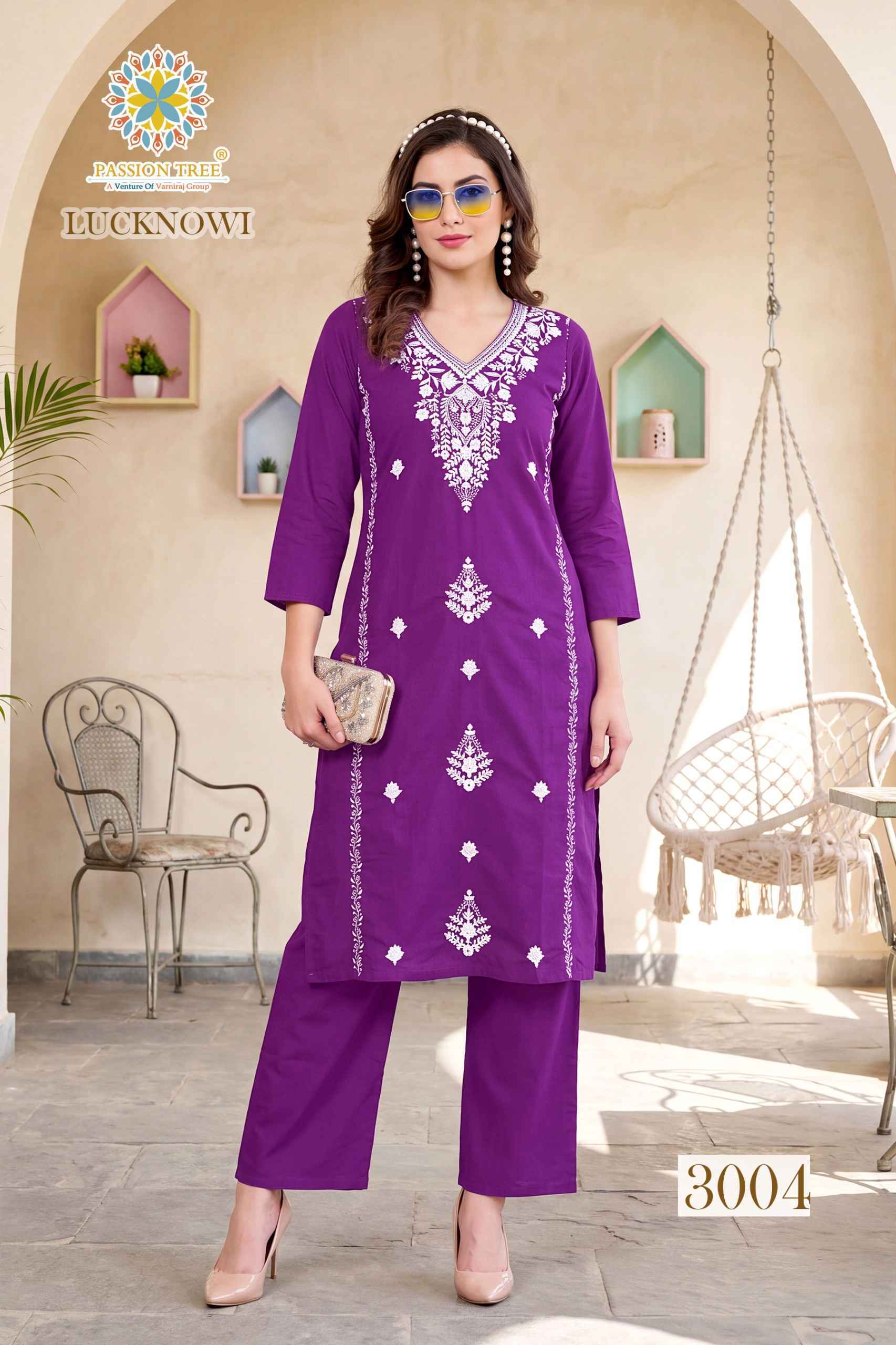 Passion Tree Lucknowi Vol 3 Dhabu Cotton Kurti With Plazzo 6 pcs Catalogue