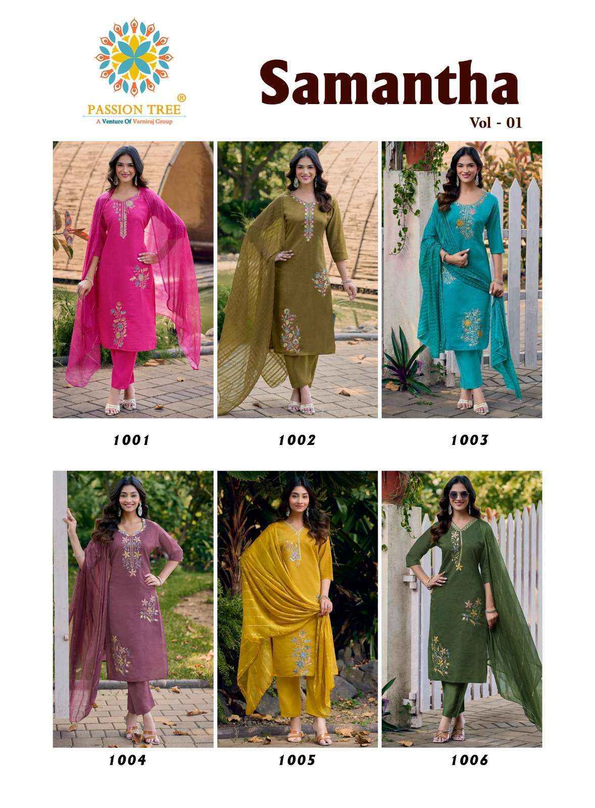 Passion Tree Samantha Vol 1 Roman Silk Kurti Combo 6 pcs Catalogue