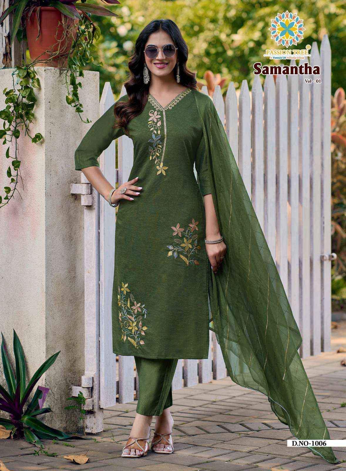 Passion Tree Samantha Vol 1 Roman Silk Kurti Combo 6 pcs Catalogue