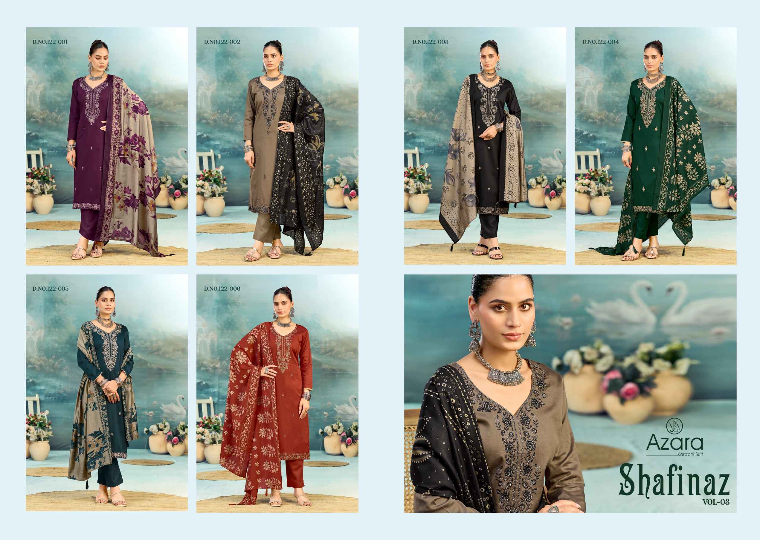 Radhika Fashion Azara Shafinaz Vol 3 Zam Cotton Dress Material 6 pcs Catalogue