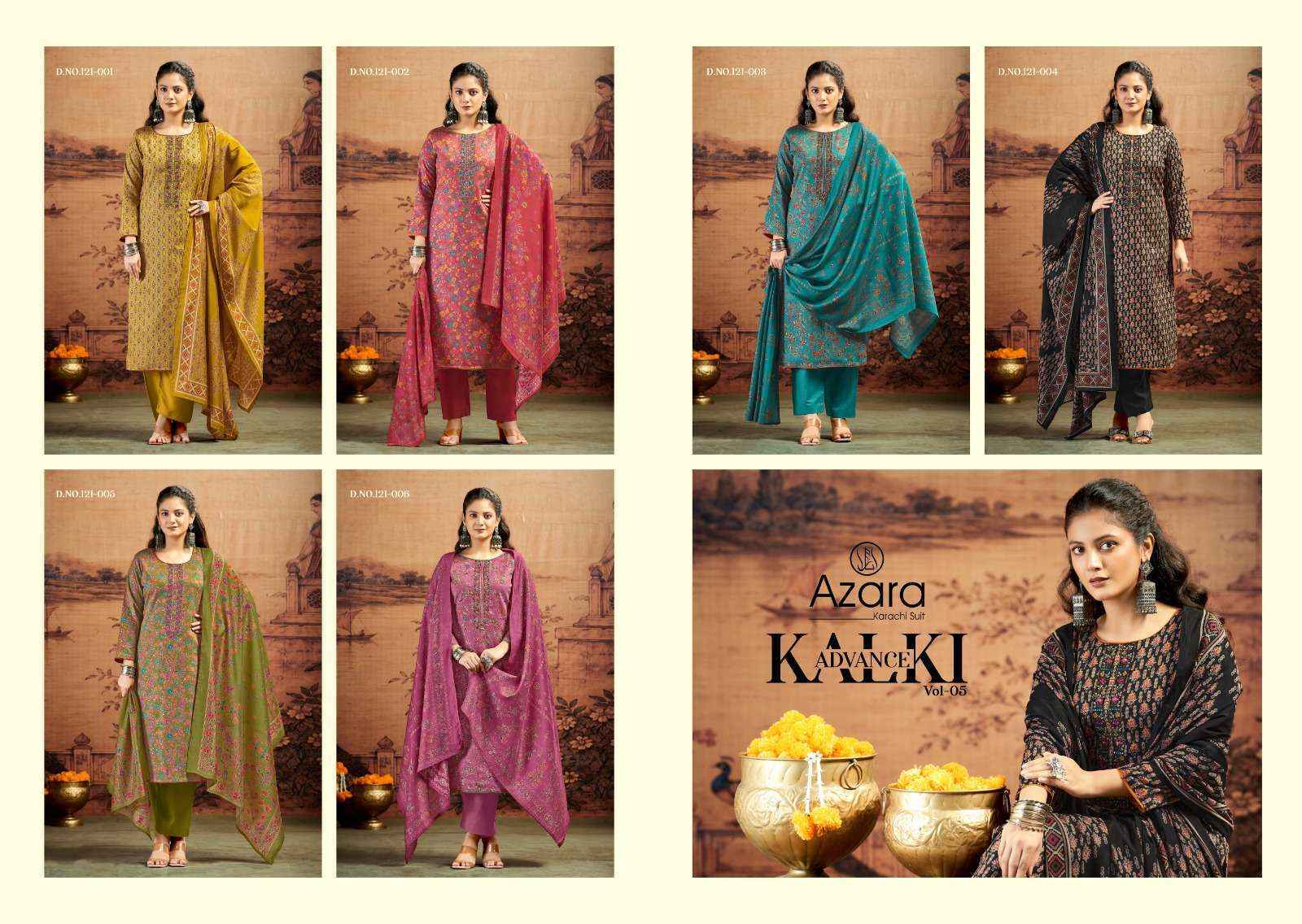 Radhika Fashion Kalki Advance Vol 5 Jam Satin Dress Material 6 pcs Catalogue