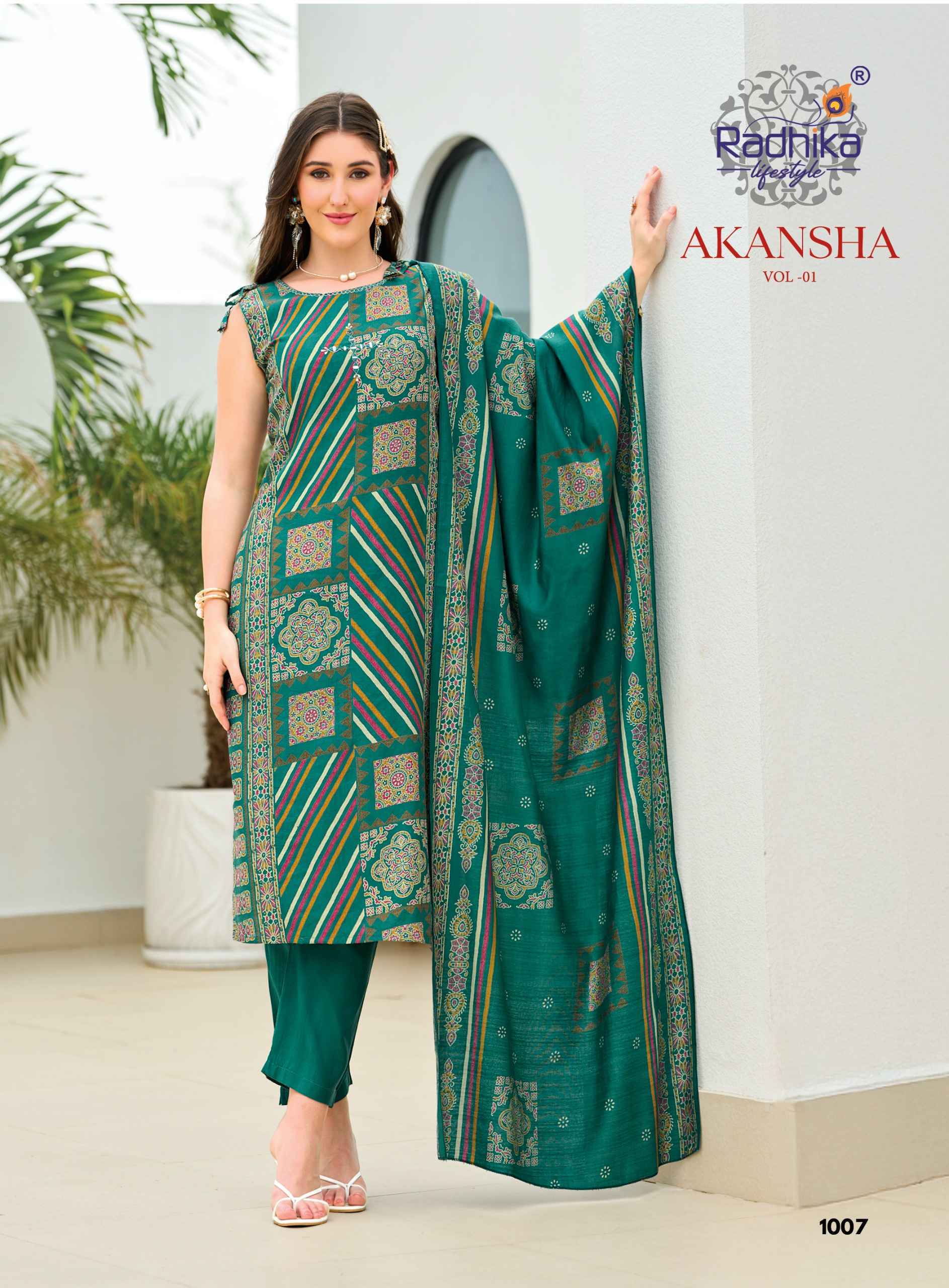 Radhika Lifestyle Akansha Vol 1 Vertican Foil Kurti Combo 8 pcs Catalogue