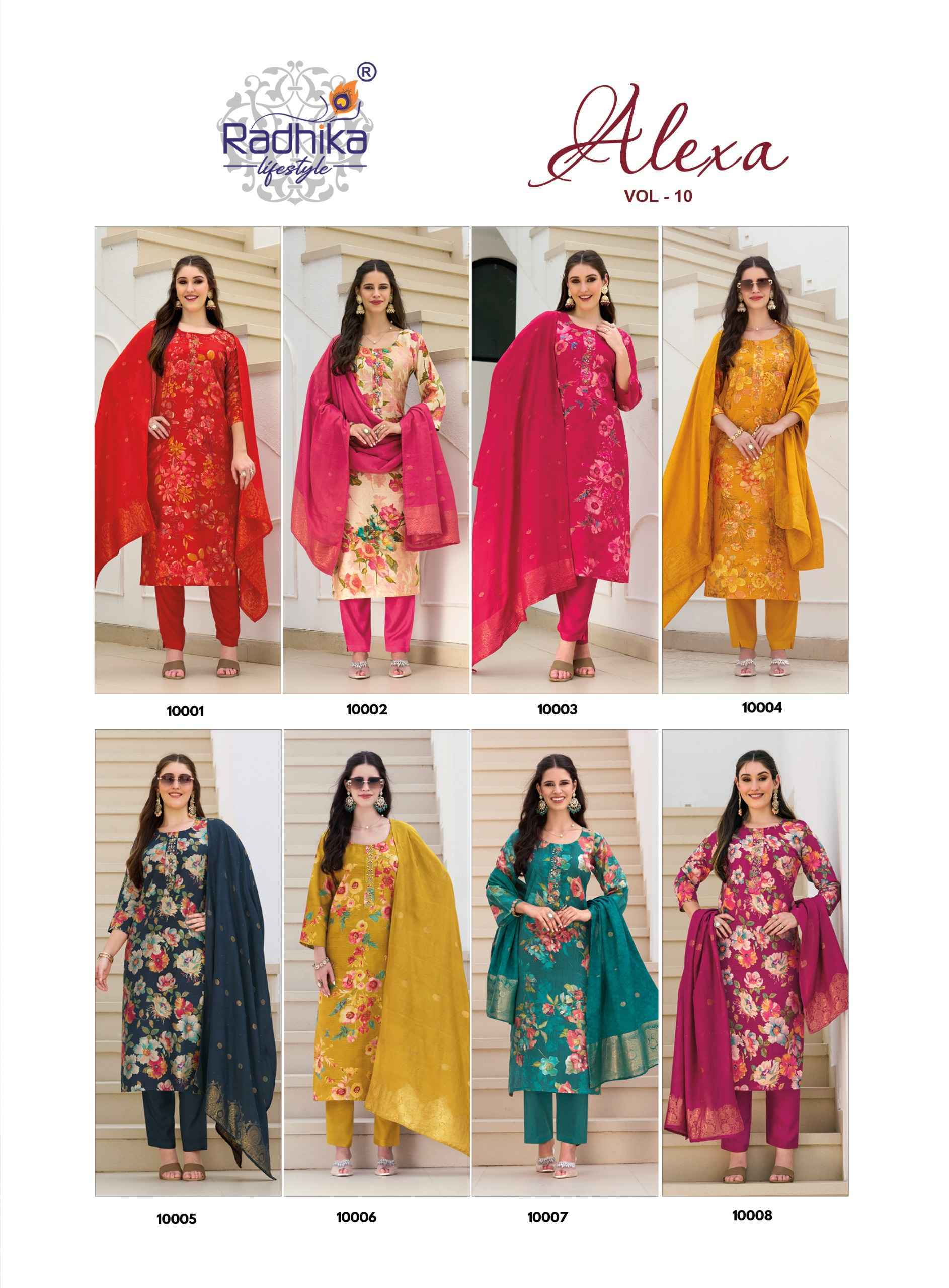 Radhika Lifestyle Alexa Vol 10 Vertican Silk Kurti Combo 8 pcs Catalogue