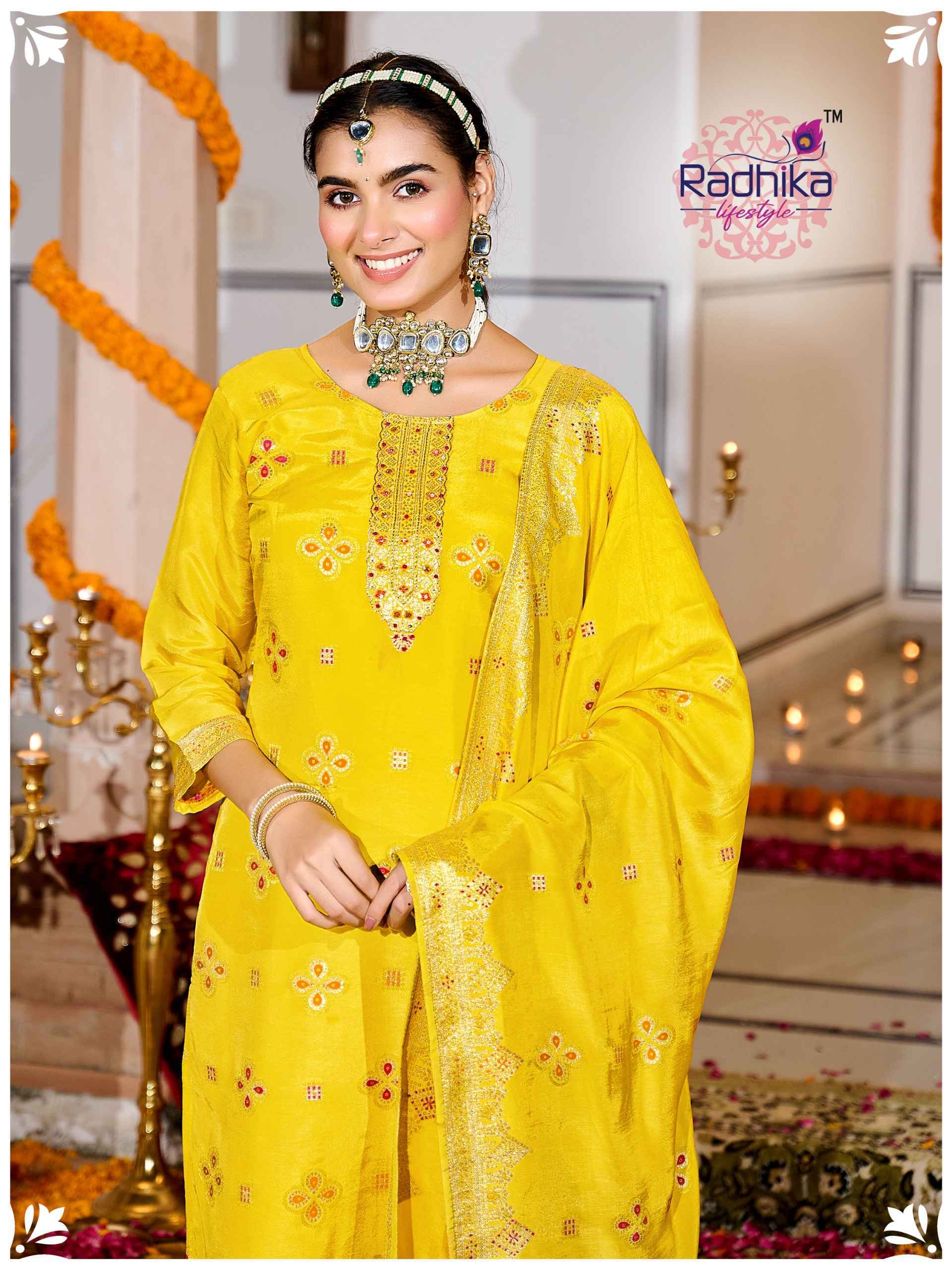 Radhika Lifestyle Festive Vol 1 Dola Silk Jacquard Kurti Combo 4 pcs Catalogue