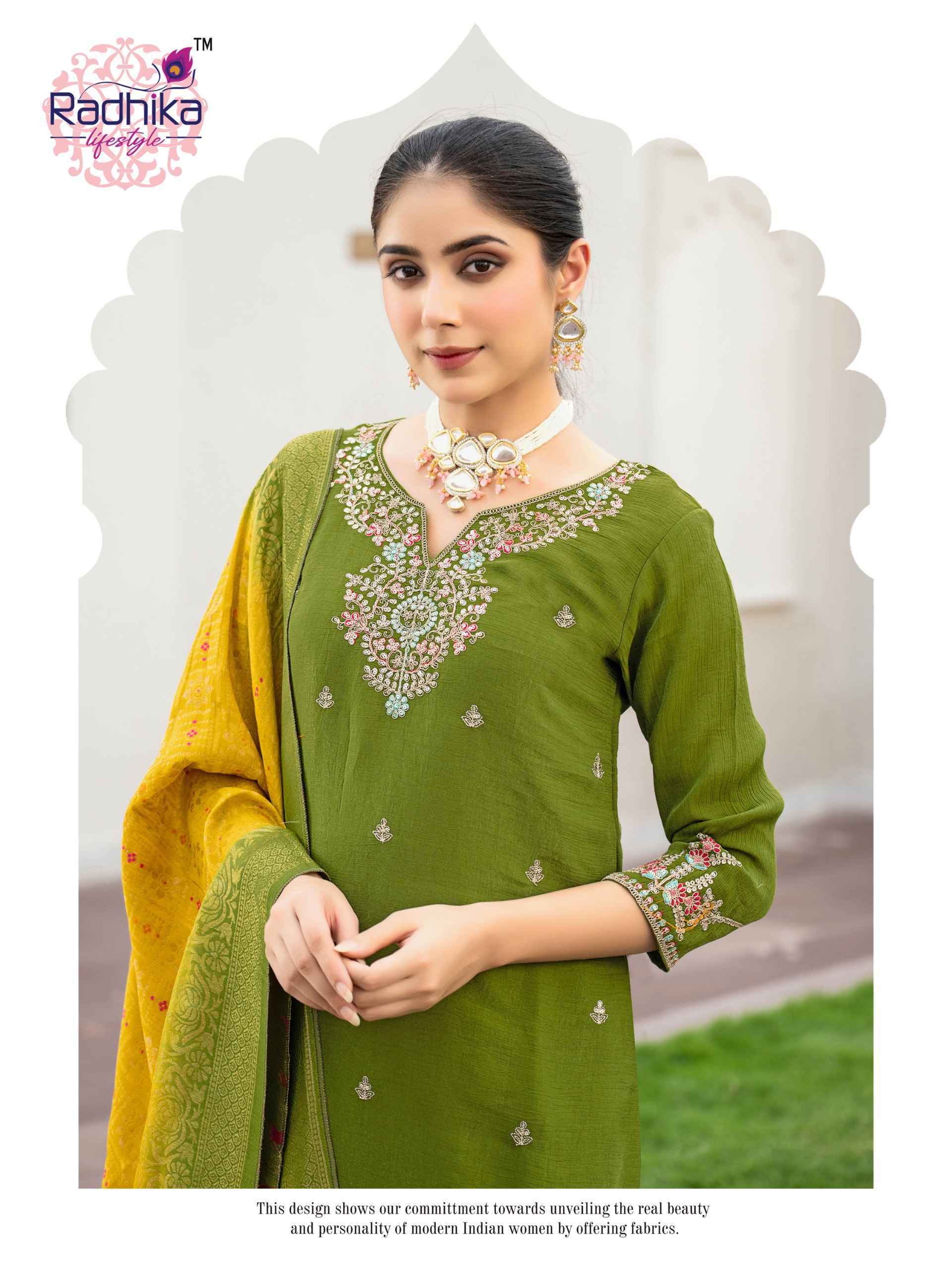 Radhika Lifestyle Haldi Mehndi Vol 1 Meronika Schiffon Kurti Combo 4 pcs Catalogue