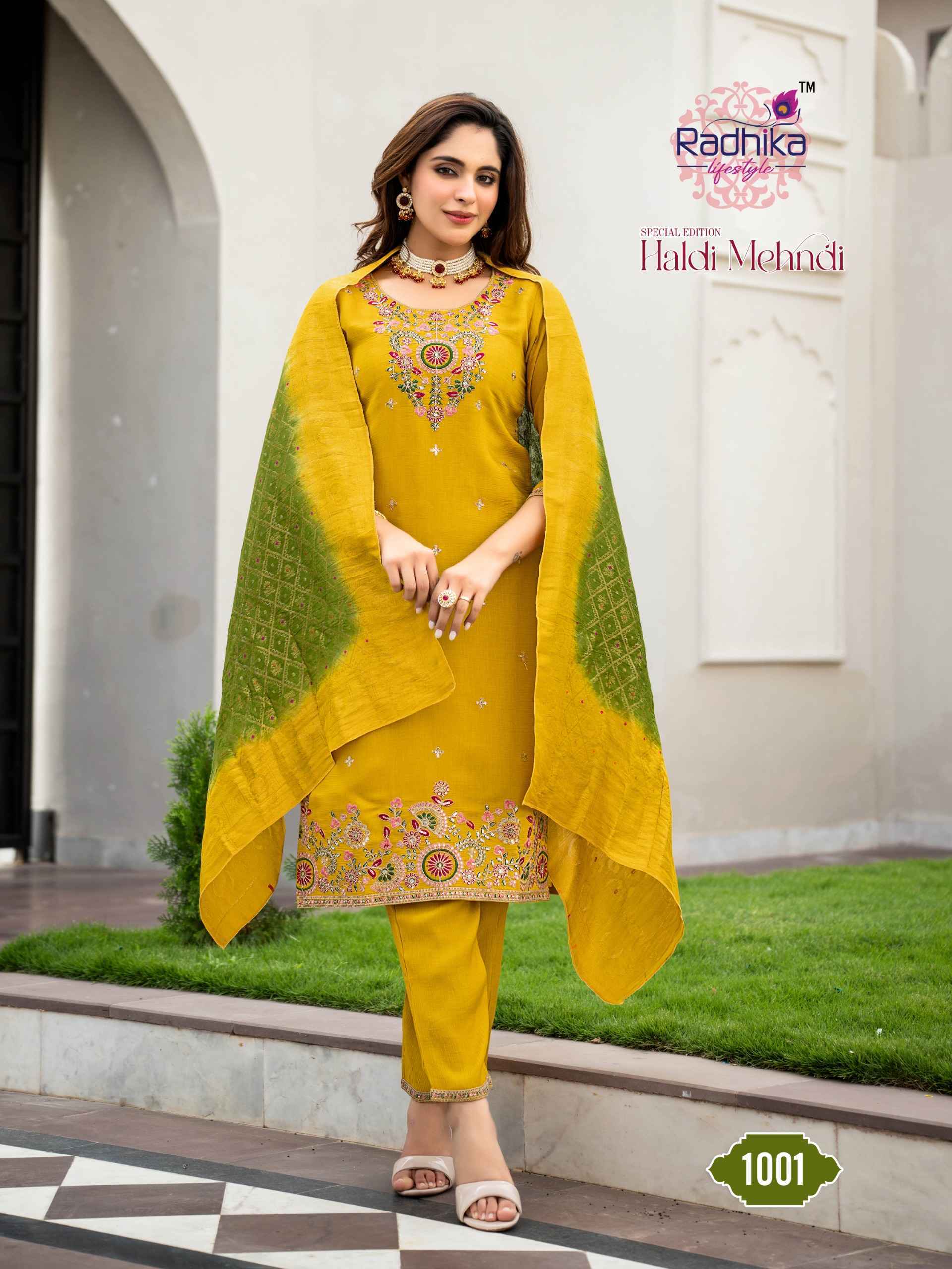 Radhika Lifestyle Haldi Mehndi Vol 1 Meronika Schiffon Kurti Combo 4 pcs Catalogue