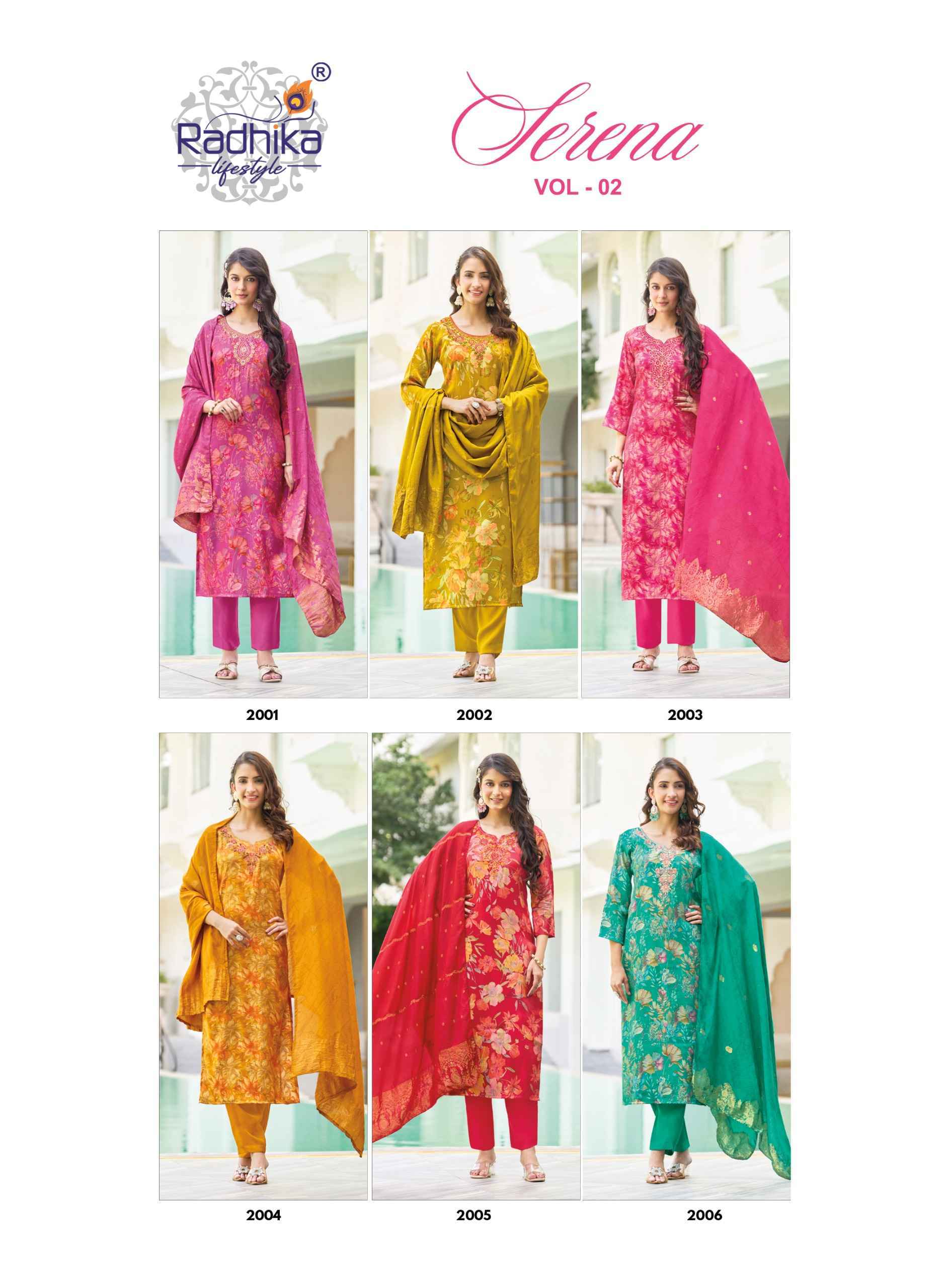 Radhika Lifestyle Serena Vol 2 Roman Glass Kurti Combo 6 pcs Catalogue