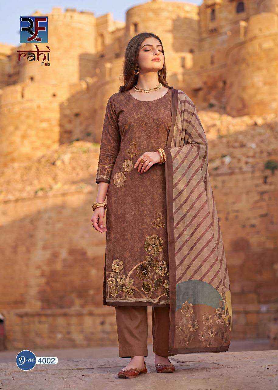 Rahi Fab Rising Gold Vol 4 Cotton Dress Material 8 pcs Catalogue