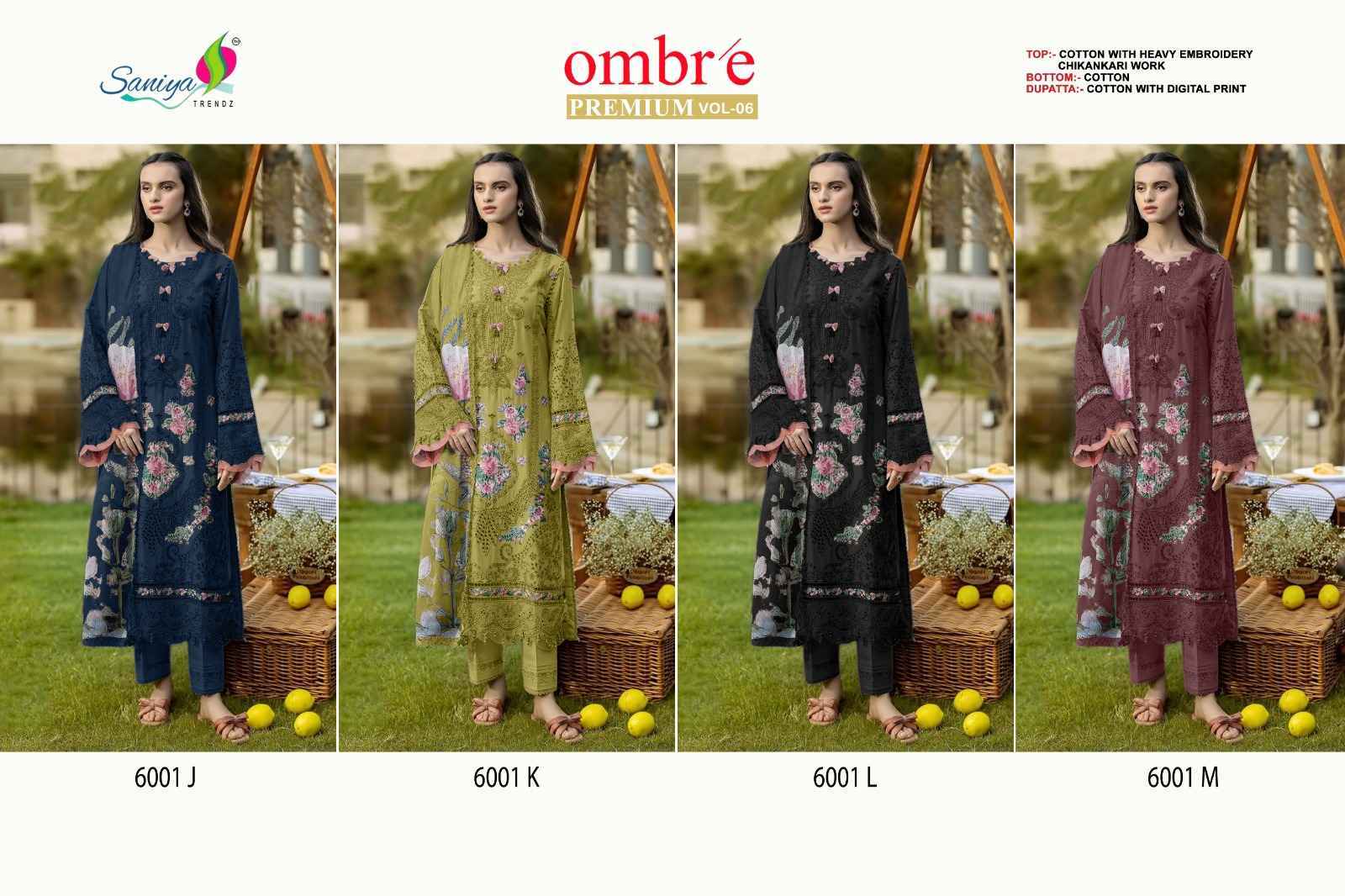 Saniya Trendz Ombre Vol 6 Cotton Dress Material 4 pcs Catalogue