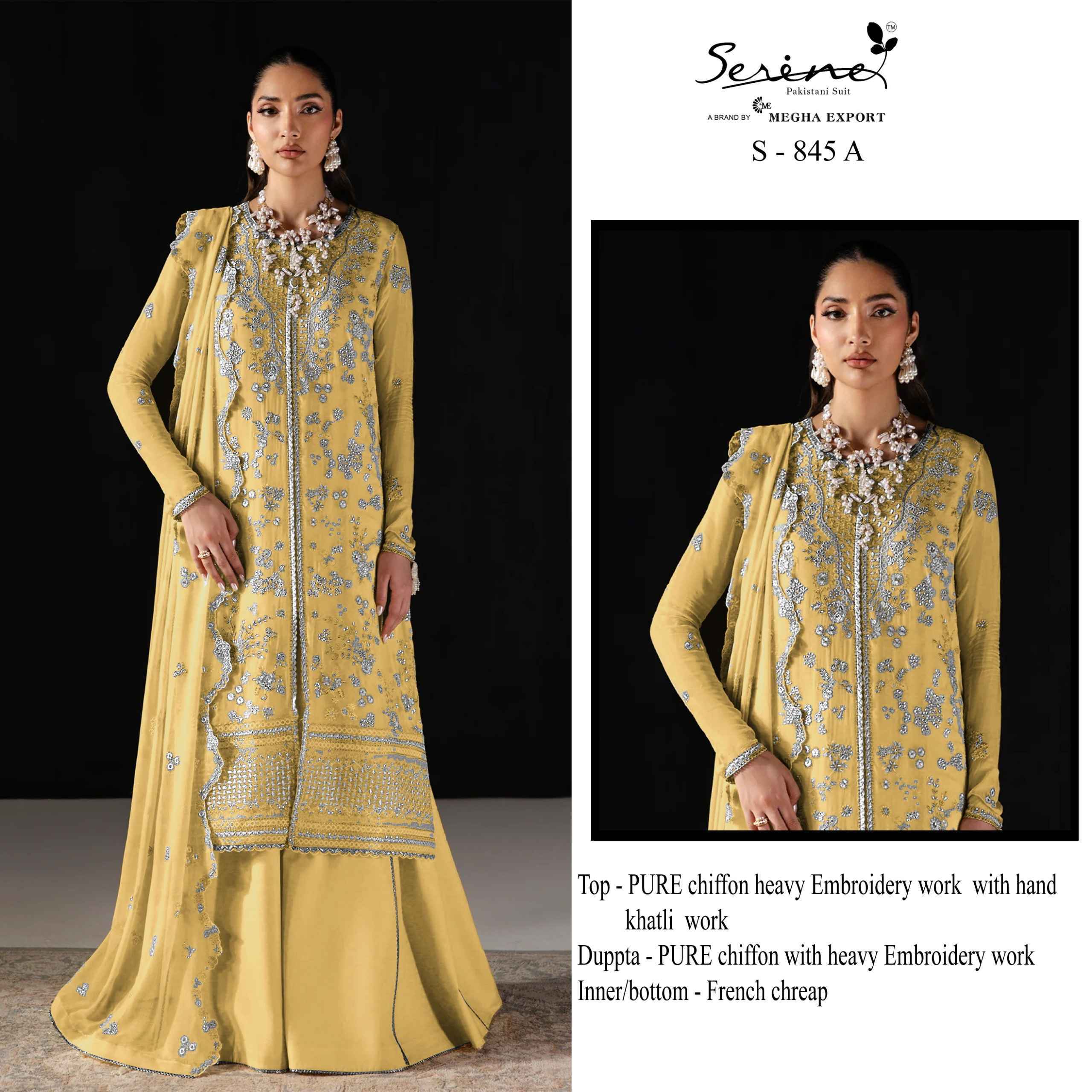 Serine D No S 845 Chiffon Dress Material 4 pcs Catalogue