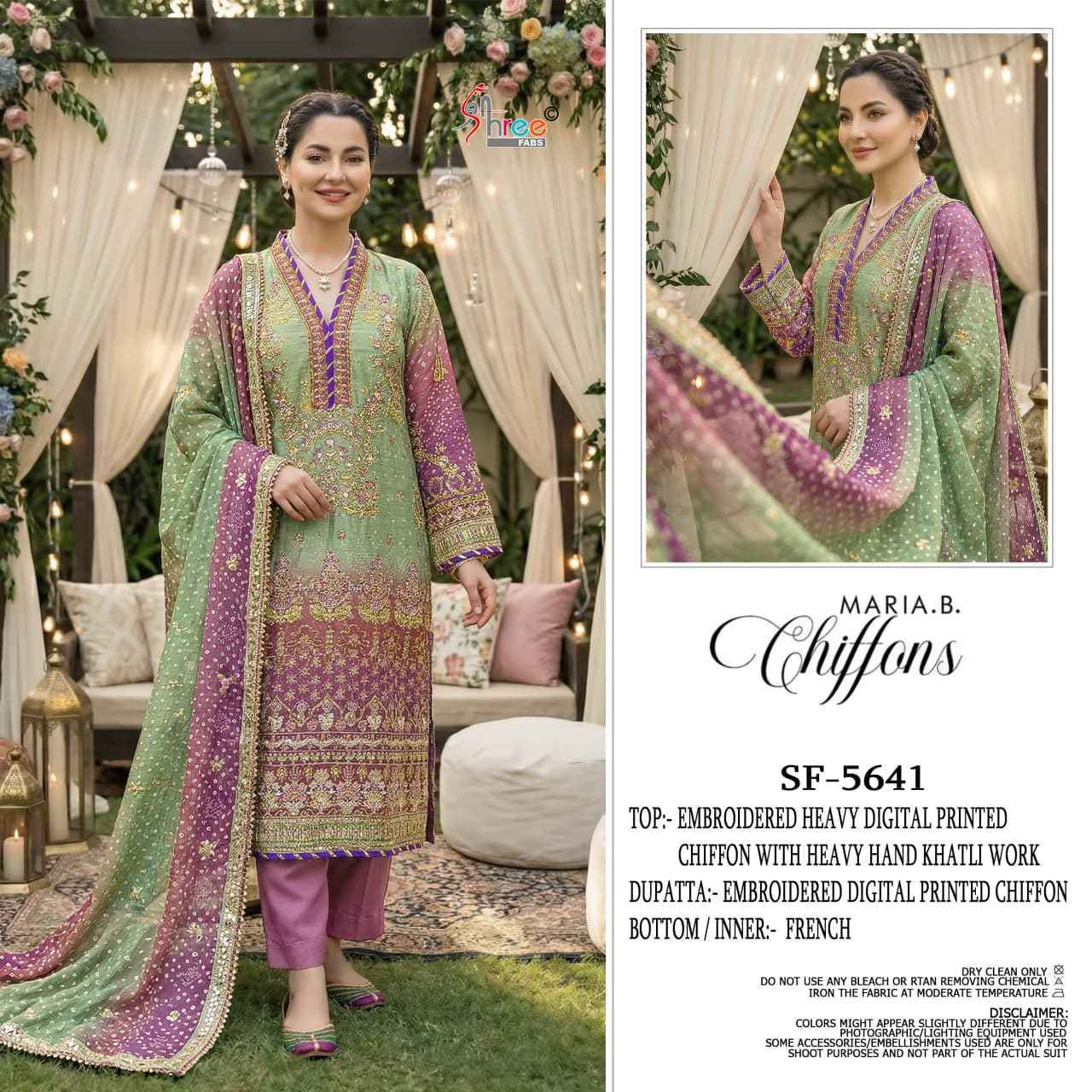 Shree Fabs SF 5641 Chiffon Dress Material 5 pcs Catalogue