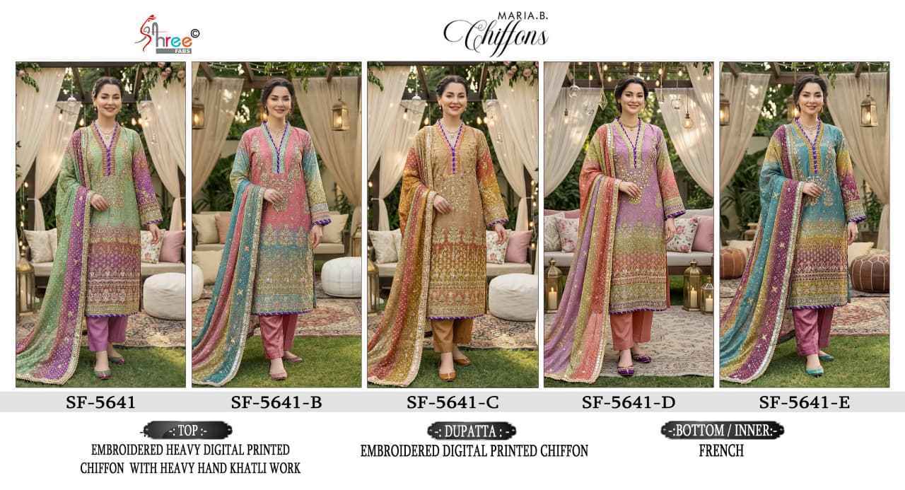 Shree Fabs SF 5641 Chiffon Dress Material 5 pcs Catalogue