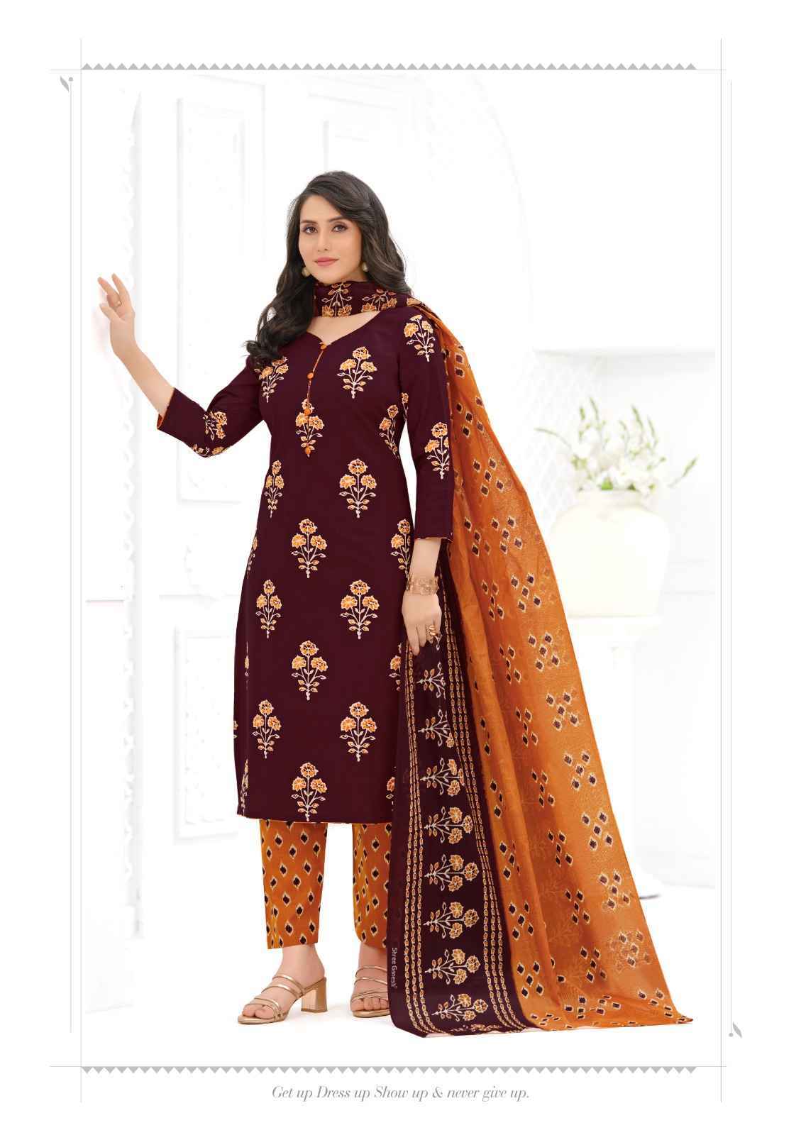 Shree Ganesh Ajrak Vol 3 Readymade Cotton Dress 12 pcs Catalogue