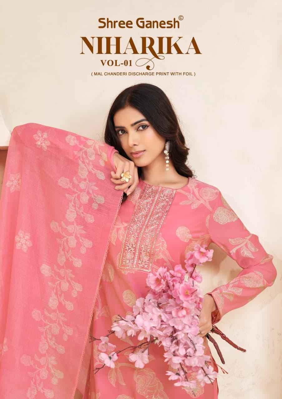 Shree Ganesh Niharika Vol 1 Readymade Mal Chanderi Dress 10 pcs catalog