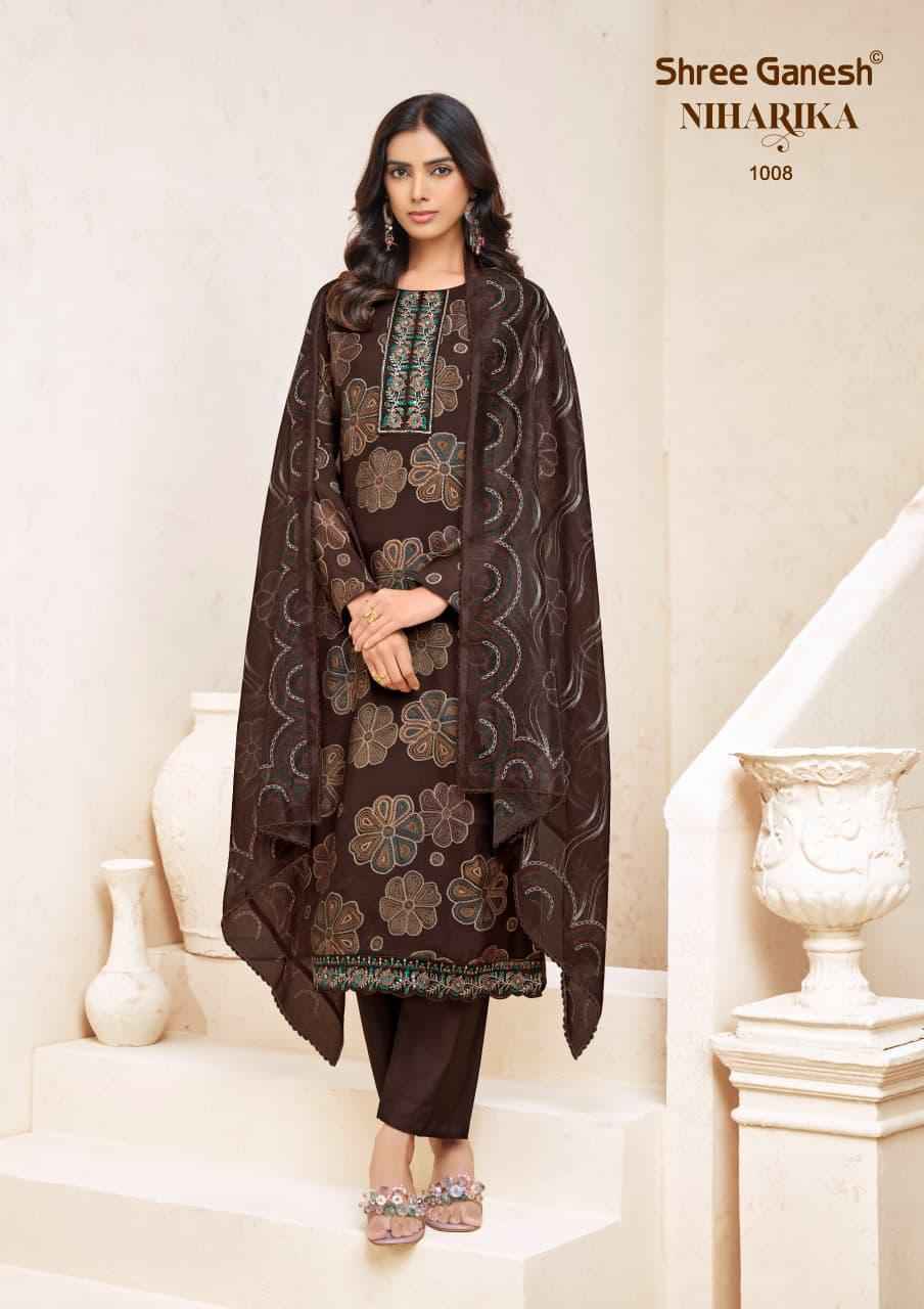 Shree Ganesh Niharika Vol 1 Readymade Mal Chanderi Dress 10 pcs catalog